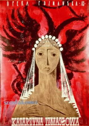 Dmitrij Dmitrevic Sostacovic . Copertina dell'opera teatrale Katerina Ismailova composta nel 1963 (Varsavia, Museo Teatrale).Varsavia Museo Teatrale