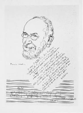 Erik Alfred Leslie Satie in un disegno di F. Picabia.Parigi, Bibliothèque Nationale Erik Alfred Leslie Satie in un disegno di F. Picabia.Parigi, Bibliothèque Nationale