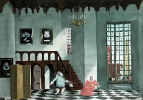 Falstaff. Bozzetto (1955) di sir Lancaster Osbert per una scena dell'opera verdiana.A. Osbert Falstaff. Bozzetto (1955) di sir Lancaster Osbert per una scena dell'opera verdiana.A. Osbert