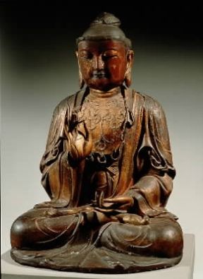 Giappone. Buddha raffigurato nella posizione dell'argomentazione in una statua in legno dell'epoca Kamakura, sec. XIV-XV (Genova, Museo Chiossone).De Agostini Picture Library/A. Dagli Orti Giappone. Buddha raffigurato nella posizione dell'argomentazione in una statua in legno dell'epoca Kamakura, sec. XIV-XV (Genova, Museo Chiossone).De Agostini Picture Library/A. Dagli Orti