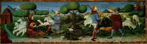 Publio Marone Virgilio. Una miniatura di scuola lombarda raffigurante un passo delle Bucoliche (Napoli, Biblioteca Nazionale).De Agostini Picture Library/Pedicini Publio Marone Virgilio. Una miniatura di scuola lombarda raffigurante un passo delle Bucoliche (Napoli, Biblioteca Nazionale).De Agostini Picture Library/Pedicini