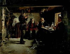 Realismo. Nella capanna del boscaiolo di Ivan K. Ajvazovskij (Serpuchov, Museo Storico e Artistico).De Agostini Picture Library/U. Marzani