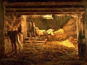 Scuola napoletana. Interno di stalla di F. Palizzi (Roma, Galleria Nazionale d'Arte Moderna).De Agostini Picture Library / A. Dagli Orti