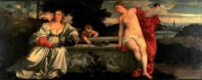 Vecellio Tiziano. Amor Sacro e Amor Profano (Roma, Galleria Borghese).De Agostini Picture Library/V. Pirozzi Vecellio Tiziano. Amor Sacro e Amor Profano (Roma, Galleria Borghese).De Agostini Picture Library/V. Pirozzi