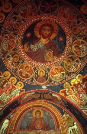 Cipro. Particolare degli affreschi bizantini sulla volta della chiesa di Asinou.De Agostini Picture Library/G. Sioën Cipro. Particolare degli affreschi bizantini sulla volta della chiesa di Asinou.De Agostini Picture Library/G. Sioën