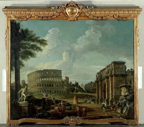 Italia . Il Colosseo e l'Arco di Costantino in un dipinto di Gian Paolo Panini (Collezione Privata).Collezione Privata Italia . Il Colosseo e l'Arco di Costantino in un dipinto di Gian Paolo Panini (Collezione Privata).Collezione Privata