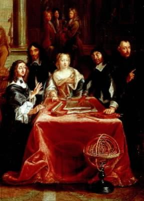 Renato Cartesio. La regina Cristina di Svezia ascolta una dimostrazione di geometria fatta da Cartesio, dipinto di Dumesnil (Versailles, Palazzo Reale).De Agostini Picture Library/G. Nimatallah Renato Cartesio. La regina Cristina di Svezia ascolta una dimostrazione di geometria fatta da Cartesio, dipinto di Dumesnil (Versailles, Palazzo Reale).De Agostini Picture Library/G. Nimatallah