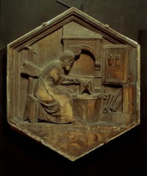 Andrea Pisano. L'arte del fabbro (Firenze, Museo dell'Opera del Duomo).De Agostini Picture Library/G: Nimatallah Andrea Pisano. L'arte del fabbro (Firenze, Museo dell'Opera del Duomo).De Agostini Picture Library/G: Nimatallah