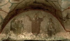 Arte paleocristiana . Un affresco delle catacombe di Priscilla.De Agostini Picture Library/V. Pirozzi Arte paleocristiana . Un affresco delle catacombe di Priscilla.De Agostini Picture Library/V. Pirozzi