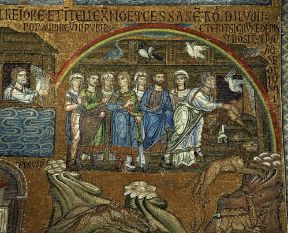 NoÃ¨ libera gli animali dall'arca; particolare di un mosaico del sec. XIII appartenente al ciclo delle Storie di NoÃ¨ e del diluvio universale (Venezia, Atrio di S. Marco).De Agostini Picture Library / G. Dagli Orti