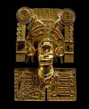 Oaxaca . Pettorale di arte mixteca raffigurante il dio dell'oltretomba Mictlantecuhtli, proveniente da Monte Alban (Oaxaca, Museo Regionale).De Agostini Picture Library/G. Dagli Orti