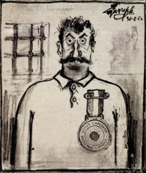Giovanni Guareschi in un autoritratto caricaturale.De Agostini Picture Library Giovanni Guareschi in un autoritratto caricaturale.De Agostini Picture Library