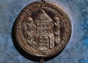 Bolla d'oro . Verso della bolla aurea apposta alla costituzione promulgata da Carlo IV nel 1356 (Praga, Biblioteca Nazionale).Praga, Bibl. Nazionale