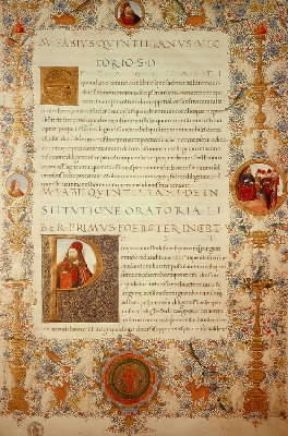 Marco Fabio Quintiliano. Una pagina dell'Institutio oratoria, opera fondamentale del retore latino (Firenze, Biblioteca Laurenziana).De Agostini Picture Library/D. Pineider Marco Fabio Quintiliano. Una pagina dell'Institutio oratoria, opera fondamentale del retore latino (Firenze, Biblioteca Laurenziana).De Agostini Picture Library/D. Pineider