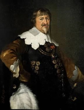 Cristiano IV in un ritratto di K. van Mander (Copenaghen, Rosenborg Slot).De Agostini Picture Library / A. Dagli Orti Cristiano IV in un ritratto di K. van Mander (Copenaghen, Rosenborg Slot).De Agostini Picture Library / A. Dagli Orti