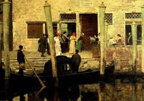 Giacomo Favretto. In attesa degli sposi (Roma, Galleria Nazionale d'Arte Moderna).De Agostini Picture Library/A. Dagli Orti