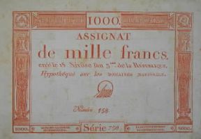 Assegnato da mille franchi del 1795.De Agostini Picture Library / G. Dagli Orti Assegnato da mille franchi del 1795.De Agostini Picture Library / G. Dagli Orti