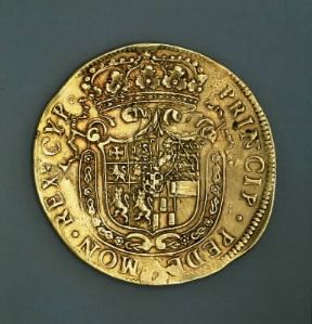 Carlino aureo (verso) di Carlo Emanuele II (1663; Padova, Museo Bottacin).De Agostini Picture Library/A. Dagli Orti Carlino aureo (verso) di Carlo Emanuele II (1663; Padova, Museo Bottacin).De Agostini Picture Library/A. Dagli Orti
