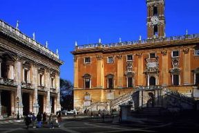 Roma. Il palazzo Senatorio sulla piazza del Campidoglio.De Agostini Picture Library / W. Buss Roma. Il palazzo Senatorio sulla piazza del Campidoglio.De Agostini Picture Library / W. Buss