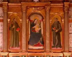 Antoniazzo Romano. Madonna in trono e due santi (Roma, Galleria Nazionale d'Arte Antica).De Agostini Picture Library/G. Barone Antoniazzo Romano. Madonna in trono e due santi (Roma, Galleria Nazionale d'Arte Antica).De Agostini Picture Library/G. Barone