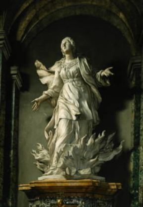 Agnese. Santa Agnese tra le fiamme di E. Ferrata (sec. XVII; Roma, Chiesa di S. Agnese in Agone).De Agostini Picture Library/G. Nimatallah