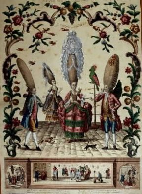 Caricatura. Il trionfo del ridicolo, incisione di Basset per l'almanacco del 1773 (Parigi, Musée Carnavalet).De Agostini Picture Library/G. Dagli Orti Caricatura. Il trionfo del ridicolo, incisione di Basset per l'almanacco del 1773 (Parigi, Musée Carnavalet).De Agostini Picture Library/G. Dagli Orti