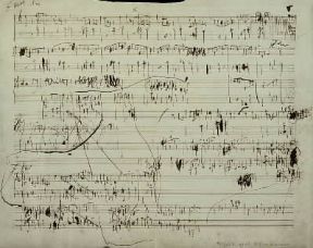 Fryderyk Franciszek Chopin. Partitura autografa della Mazurka in fa minore, opera 68 n° 4 (Varsavia, Fondazione Fryderyk Chopin).De Agostini Picture Library/A. Dagli Orti Fryderyk Franciszek Chopin. Partitura autografa della Mazurka in fa minore, opera 68 n° 4 (Varsavia, Fondazione Fryderyk Chopin).De Agostini Picture Library/A. Dagli Orti