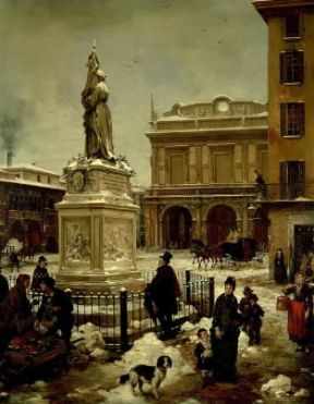 Angelo Inganni . Piazza Loggia sotto la neve (Brescia, Galleria Comunale Tosio).De Agostini Picture Library/STUDIO DA RE Angelo Inganni . Piazza Loggia sotto la neve (Brescia, Galleria Comunale Tosio).De Agostini Picture Library/STUDIO DA RE