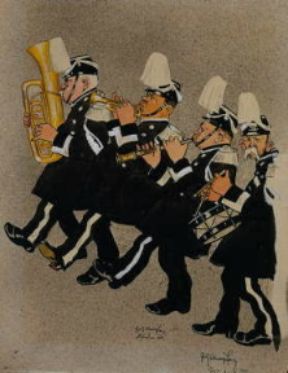Musica. Banda militare in una caricatura del sec. XIX.De Agostini Picture Library / A. Dagli Orti Musica. Banda militare in una caricatura del sec. XIX.De Agostini Picture Library / A. Dagli Orti