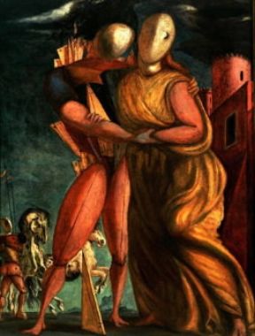 Pittura metafisica. Ettore e Andromaca di Giorgio De Chirico (Roma, Galleria Nazionale d'Arte Moderna).De Agostini Picture Library/L. De Masi Pittura metafisica. Ettore e Andromaca di Giorgio De Chirico (Roma, Galleria Nazionale d'Arte Moderna).De Agostini Picture Library/L. De Masi