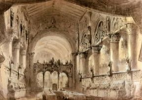 Bozzetto teatrale realizzato da Ch.-A. Cambon per una rappresentazione del Macbeth di G. Verdi all'OpÃ©ra di Parigi.De Agostini Picture Library/J. L. Charmet