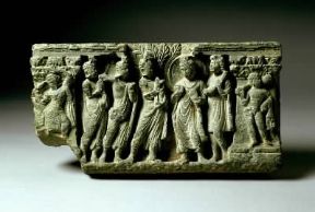 Gandhara. Rilievo con l'incontro di un devoto con il Buddha (Roma, Museo Nazionale d'Arte Orientale).De Agostini Picture Library/L. De Masi Gandhara. Rilievo con l'incontro di un devoto con il Buddha (Roma, Museo Nazionale d'Arte Orientale).De Agostini Picture Library/L. De Masi