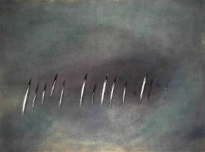 Lucio Fontana. Concetto spaziale, attese, 1959 (Milano, Civico Museo d'Arte Contemporanea, Collezione Boschi).De Agostini Picture Library/L. Carrà Lucio Fontana. Concetto spaziale, attese, 1959 (Milano, Civico Museo d'Arte Contemporanea, Collezione Boschi).De Agostini Picture Library/L. CarrÃ