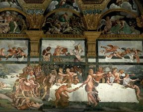 Giulio Romano. Particolare degli affreschi nella sala di Psiche: Nozze di Cupido e Psiche.De Agostini Picture Library / G. Dagli Orti