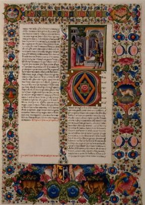Bibbia . Pagina miniata della Bibbia di Borso d'Este (sec. XV; Modena, Biblioteca Estense).De Agostini Picture Library/A. Dagli Orti Bibbia . Pagina miniata della Bibbia di Borso d'Este (sec. XV; Modena, Biblioteca Estense).De Agostini Picture Library/A. Dagli Orti