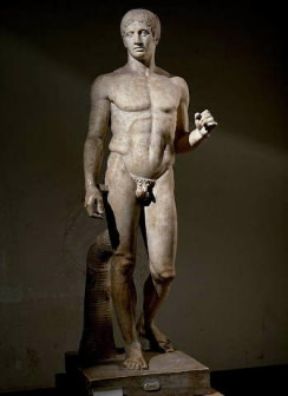 Policleto il Vecchio. Doriforo, copia romana conservata nel Museo Archeologico Nazionale di Napoli.De Agostini Picture Library/G. Dagli Orti Policleto il Vecchio. Doriforo, copia romana conservata nel Museo Archeologico Nazionale di Napoli.De Agostini Picture Library/G. Dagli Orti