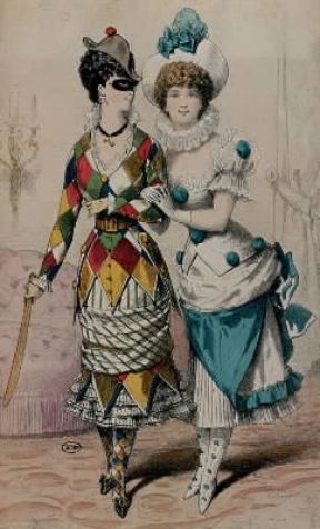 Carnevale. Costumi carnascialeschi del sec. XIX (Parigi, Musée des Arts Décoratifs).De Agostini Picture Library/G. Dagli Orti Carnevale. Costumi carnascialeschi del sec. XIX (Parigi, Musée des Arts Décoratifs).De Agostini Picture Library/G. Dagli Orti