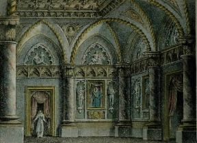 Gaetano Donizetti . Scenografia di A. Sanquirico per la prima rappresentazione (1830) dell'Anna Bolena.De Agostini Picture Library/A. Dagli Orti Gaetano Donizetti . Scenografia di A. Sanquirico per la prima rappresentazione (1830) dell'Anna Bolena.De Agostini Picture Library/A. Dagli Orti