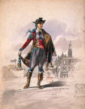 Ludwig van Beethoven. Bozzetto di costume per Leonora nell'opera Fidelio.De Agostini Picture Library Ludwig van Beethoven. Bozzetto di costume per Leonora nell'opera Fidelio.De Agostini Picture Library