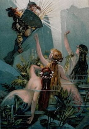 Richard Wagner. Una stampa del sec. XX per L'oro del Reno (Bayreuth, R. Wagner Museum).De Agostini Picture Library/A. Dagli Orti