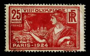 Francobollo francese emesso in occasione delle VIII Olimpiadi del 1924.De Agostini Picture Library/A. Dagli Orti Francobollo francese emesso in occasione delle VIII Olimpiadi del 1924.De Agostini Picture Library/A. Dagli Orti