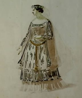 La favorita. Bozzetto realizzato nel 1855 per il costume di Leonora (Milano, Museo Teatrale alla Scala).De Agostini Picture Library/A. Dagli Orti La favorita. Bozzetto realizzato nel 1855 per il costume di Leonora (Milano, Museo Teatrale alla Scala).De Agostini Picture Library/A. Dagli Orti