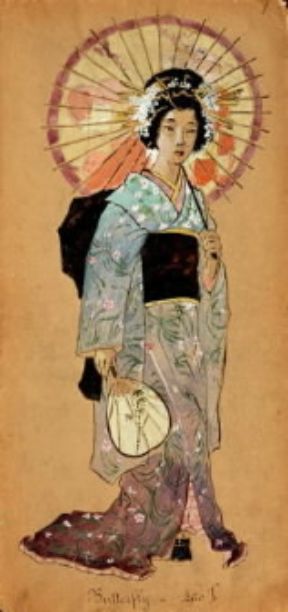 Madama Butterfly. Bozzetto per il costume della protagonista dell'opera pucciniana (Milano, Museo Teatrale alla Scala).De Agostini Picture Library/A. Dagli Orti Madama Butterfly. Bozzetto per il costume della protagonista dell'opera pucciniana (Milano, Museo Teatrale alla Scala).De Agostini Picture Library/A. Dagli Orti