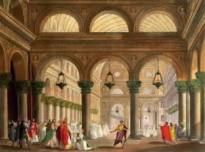 Opera . Bozzetto di Sanquirico per la scenografia della Norma di V. Bellini (Milano, Museo del Teatro alla Scala).De Agostini Picture Library/A. Dagli Orti