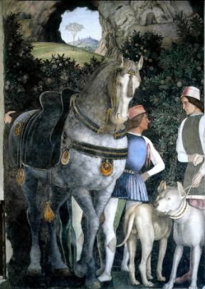 Affresco. Particolare del ciclo pittorico della Camera degli Sposi, realizzato da Andrea Mantegna nel Palazzo Ducale di Mantova.De Agostini Picture Library/A. Dagli Orti Affresco. Particolare del ciclo pittorico della Camera degli Sposi, realizzato da Andrea Mantegna nel Palazzo Ducale di Mantova.De Agostini Picture Library/A. Dagli Orti