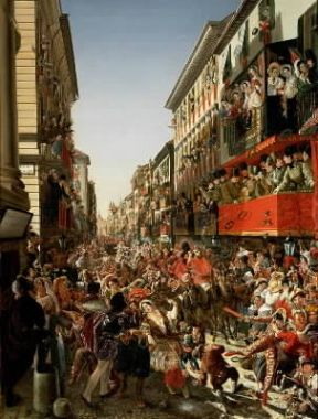 Carnevale. Carnevale a Roma di A. P. Mjasoldov (1839; San Pietroburgo, Ermitage).De Agostini Picture Library/A. Dagli Orti Carnevale. Carnevale a Roma di A. P. Mjasoldov (1839; San Pietroburgo, Ermitage).De Agostini Picture Library/A. Dagli Orti
