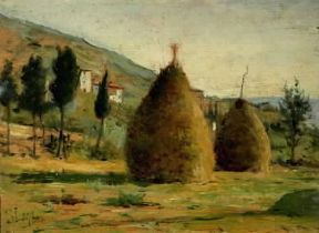 Macchiaioli. Pagliai al sole di Silvestro Lega (Piacenza, Galleria Ricci Oddi).De Agostini Picture Library/A. Dagli Orti Macchiaioli. Pagliai al sole di Silvestro Lega (Piacenza, Galleria Ricci Oddi).De Agostini Picture Library/A. Dagli Orti