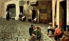 Macchiaioli. Chiacchiere a Riomaggiore di Telemaco Signorini (Livorno, Collezione Angiolini).De Agostini Picture Library/N. Grifoni Macchiaioli. Chiacchiere a Riomaggiore di Telemaco Signorini (Livorno, Collezione Angiolini).De Agostini Picture Library/N. Grifoni