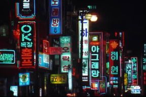 Corea. Insegne pubblicitarie a Seoul.De Agostini Picture Library / G. Wright Corea. Insegne pubblicitarie a Seoul.De Agostini Picture Library / G. Wright