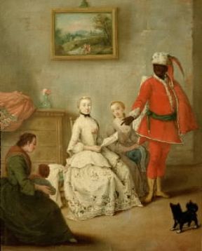 Pietro Falca, detto Longhi. La visita del moro (Venezia, Museo di Ca' Rezzonico). Pietro Falca, detto Longhi. La visita del moro (Venezia, Museo di Ca' Rezzonico).